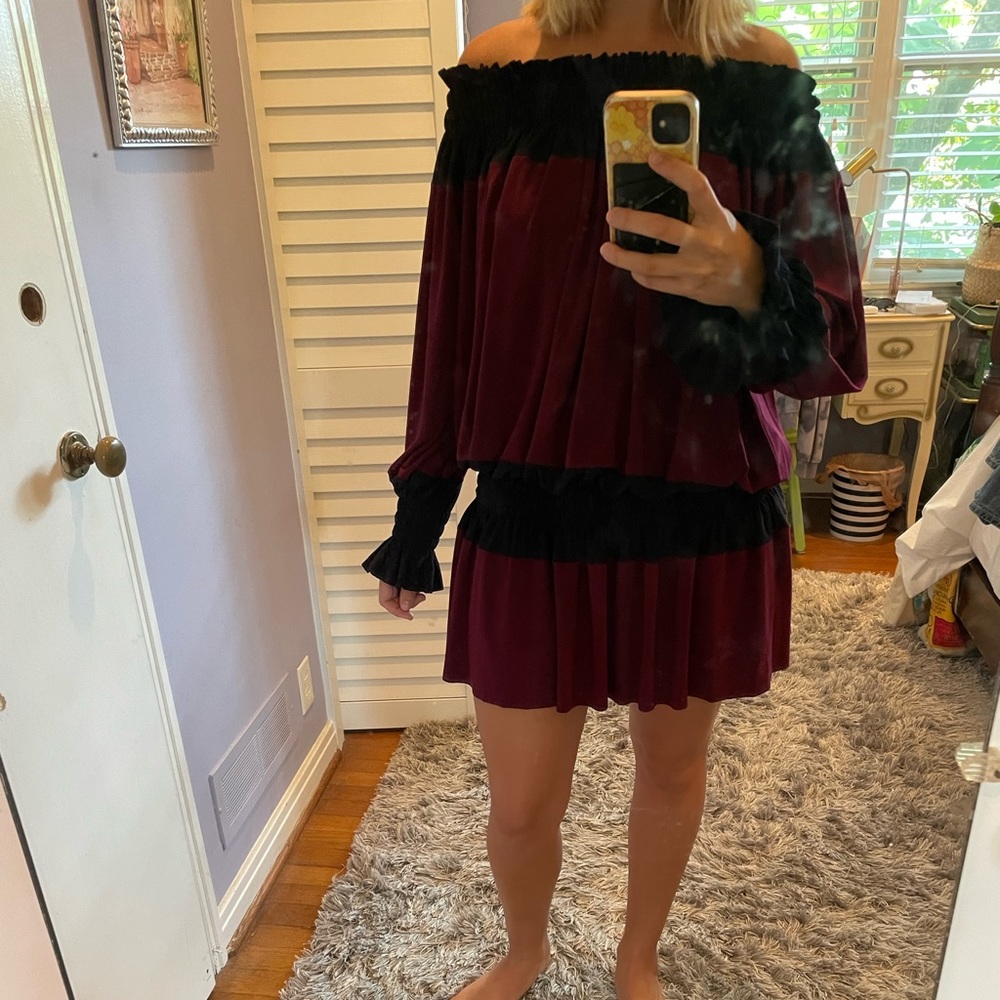 Norma Kamali Spliced Peasant Dress